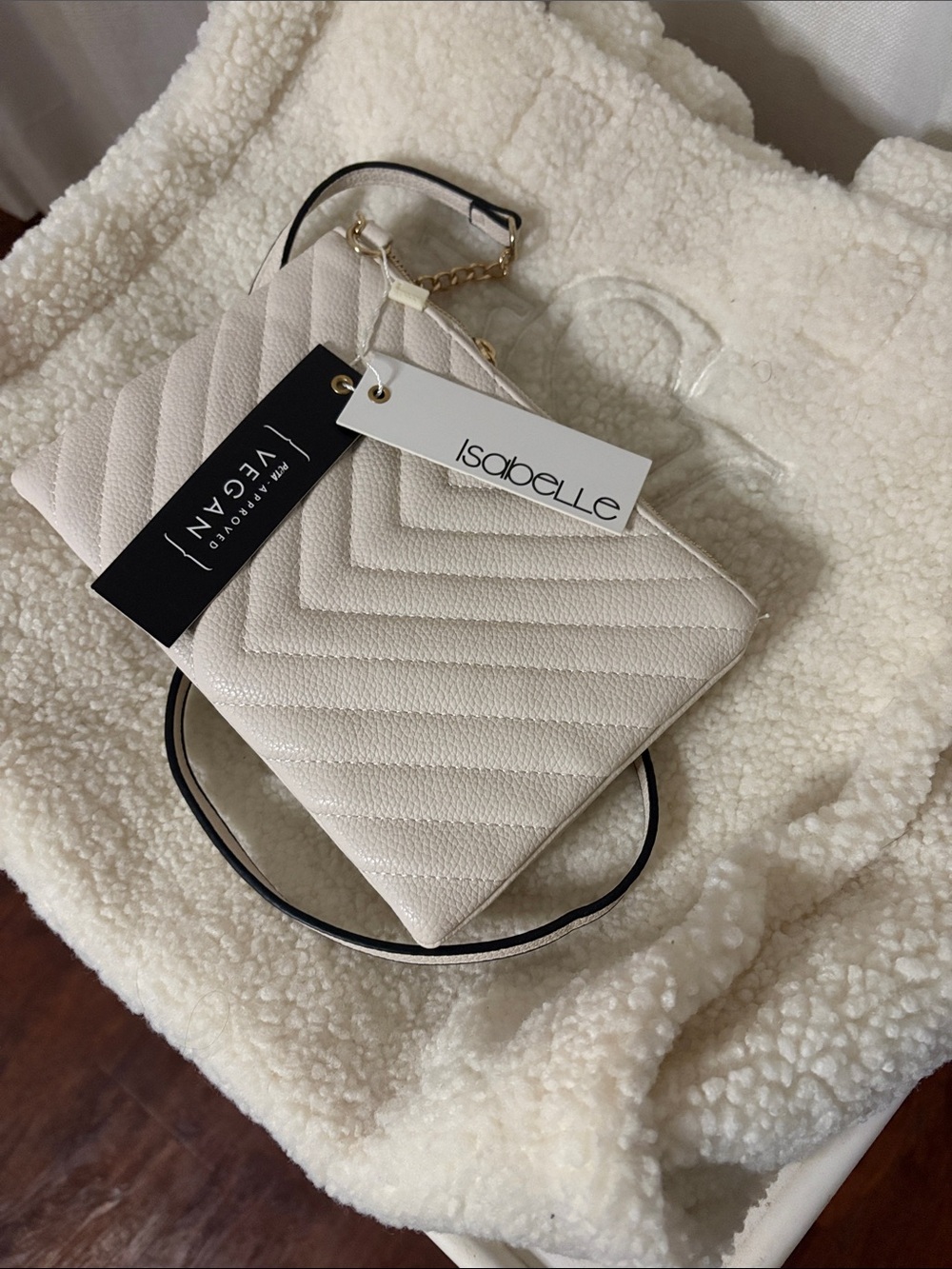 Isabelle Quilted Crossbody Bag in Cream